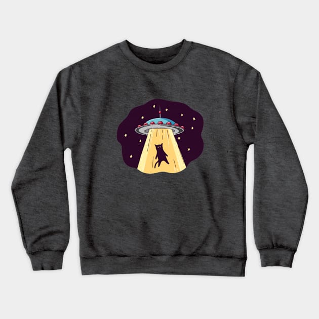 Cat Abduction / Abducted by Alien UFO Crewneck Sweatshirt by CatsRuletheWorld